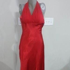 Betsy & Adam Vibrant Red Backless Dress